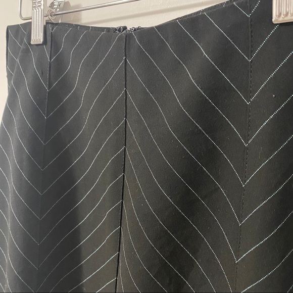 INC Black with Teal Pinstripes Short A-Line Skirt - Picture 4 of 6